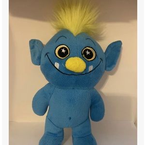 Plush Blue Troll With Yellow Hair Star Eyes Stuffed Animal